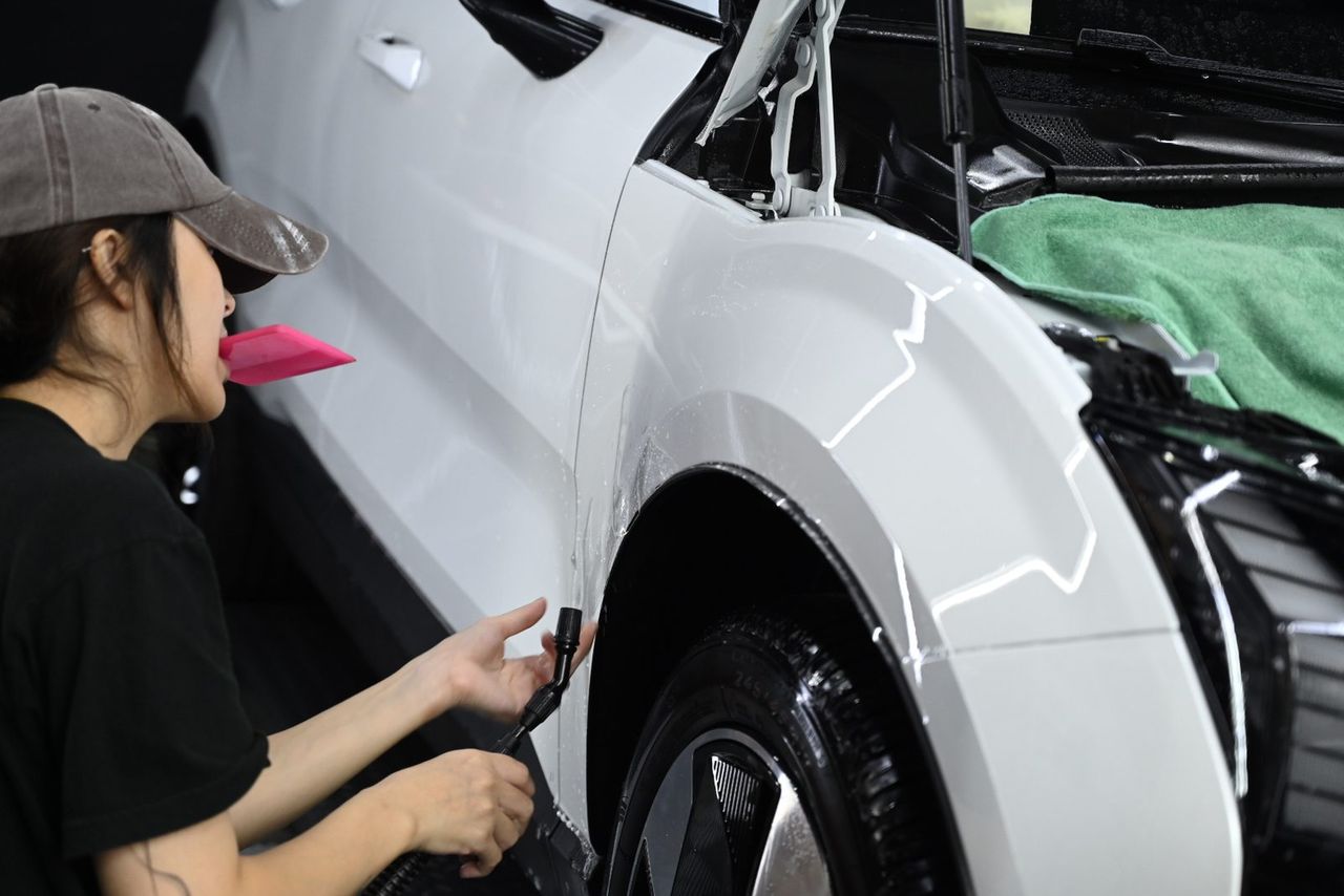 Volvo EX30 迎風面犀牛皮完工與細節實拍 第 2 張（共 6 張）——捷匠北投店施工實錄