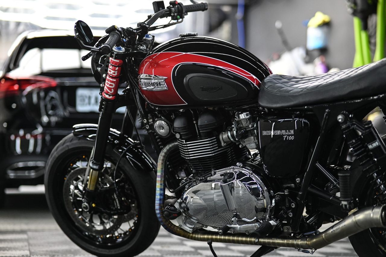 Triumph Bonneville T100 機車美容完工與細節實拍 第 5 張（共 6 張）——捷匠北投店施工實錄
